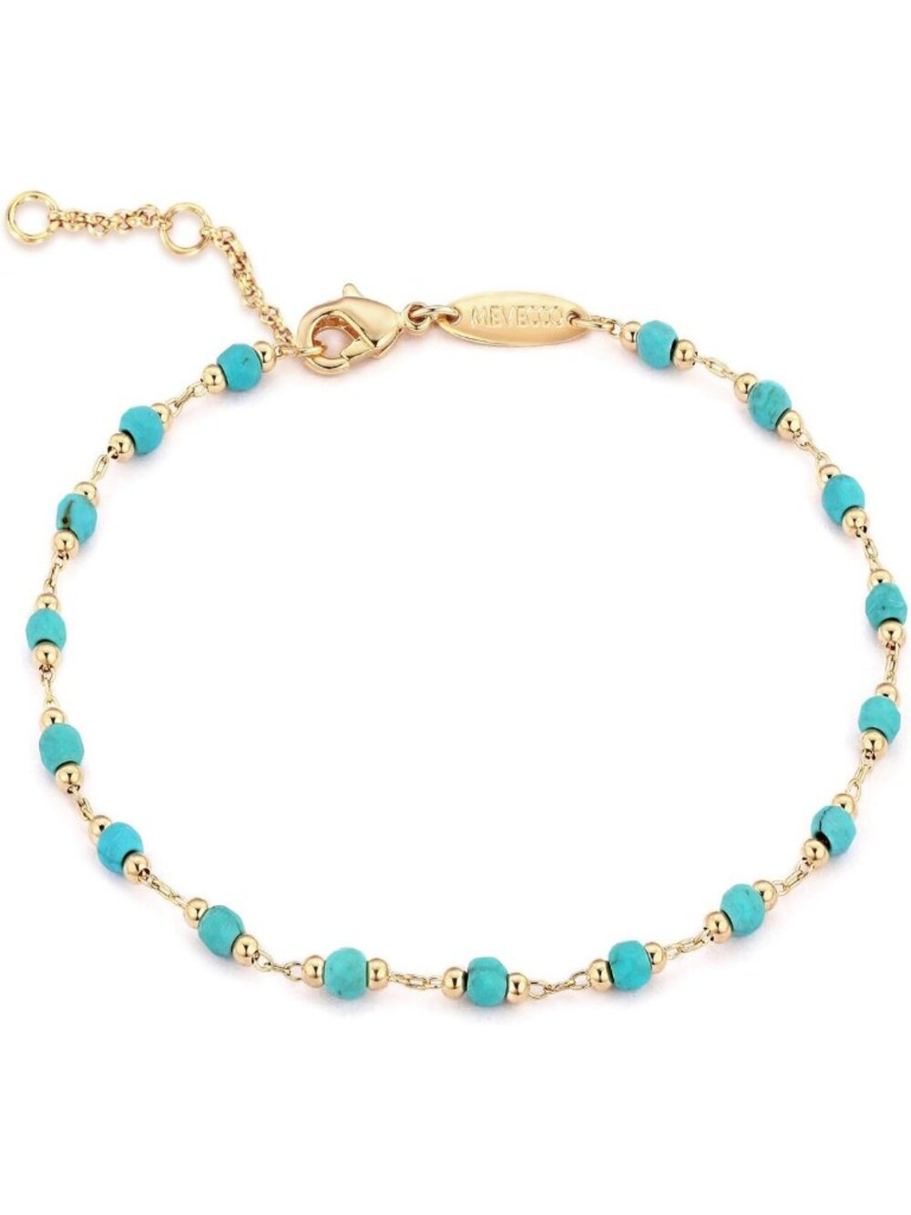 Turquoise Beaded Bracelet for Women | 14K Gold Plated, Boho Chic Everyday Wear